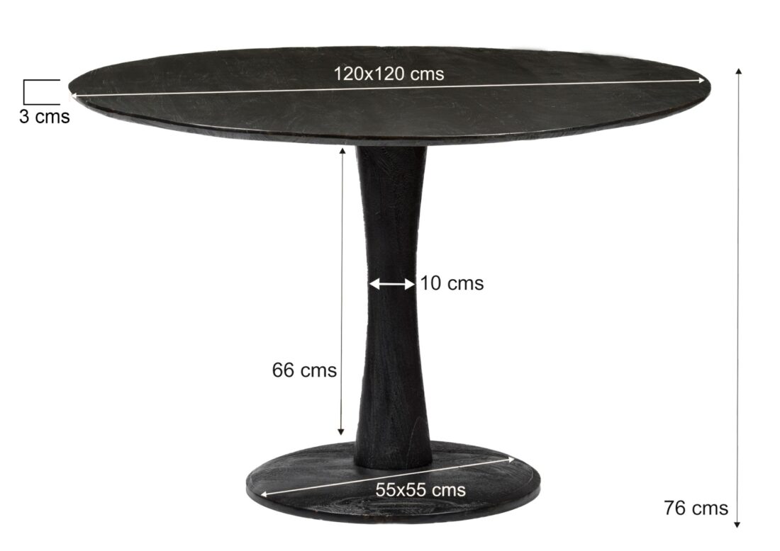 Eetkamertafel Brix Vivian 8211 120cm 8211 Zwart