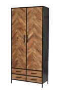 Wandkast Brooklyn - Zwart gecoat staal - Mangohout - 2 lade - 90 cm