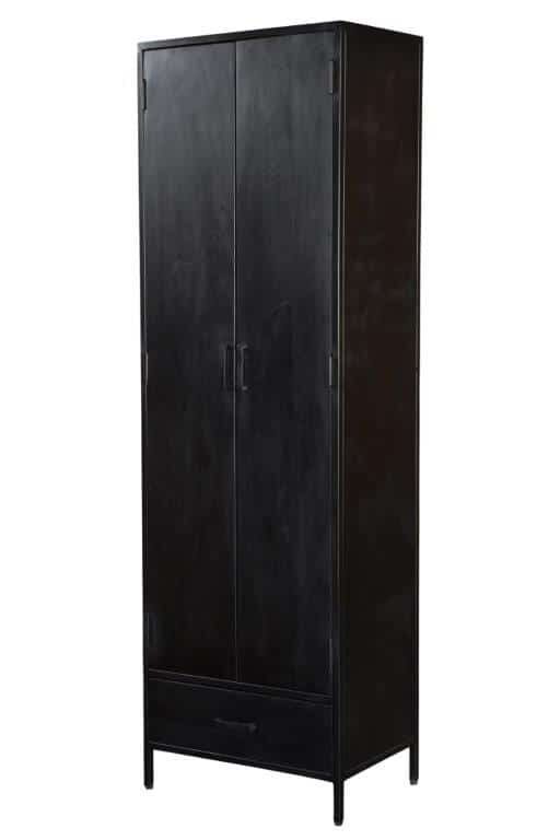 Wandkast Kala 8211 Zwart Mangohout 8211 Zwart Metaal 8211 2 Deuren 8211 65 Cm