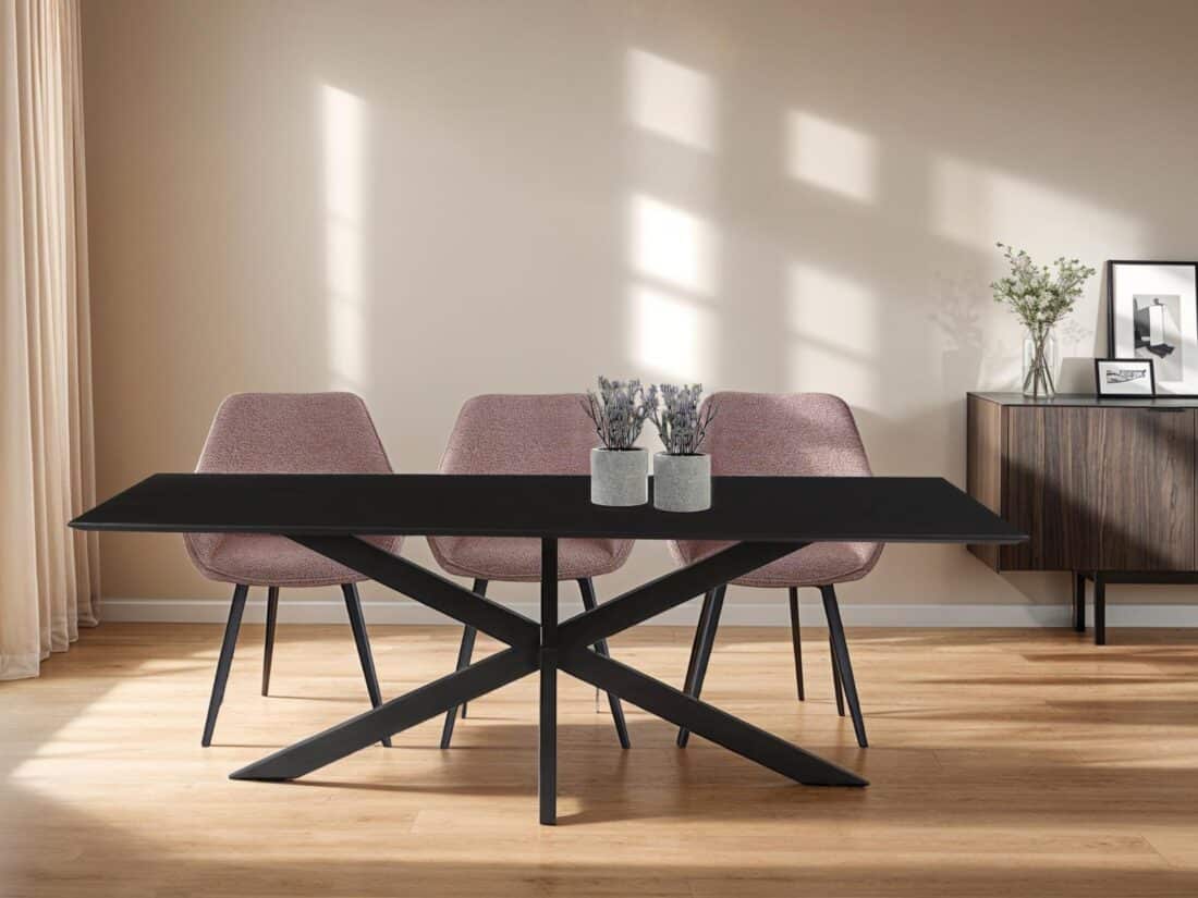 Eetkamertafel Oslo Spider Black Acasia 220 Cm