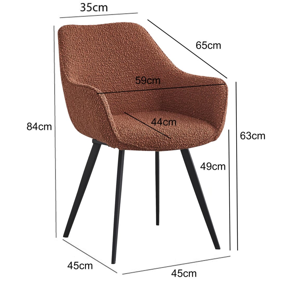 Eetkamerstoel Luca 8211 Boucle Leaf Bruin Minimale Bestelling 2 Stuks Eetkamerstoel Luca 8211 Boucle Leaf Bruin Minimale Bestelling 2 Stuks
