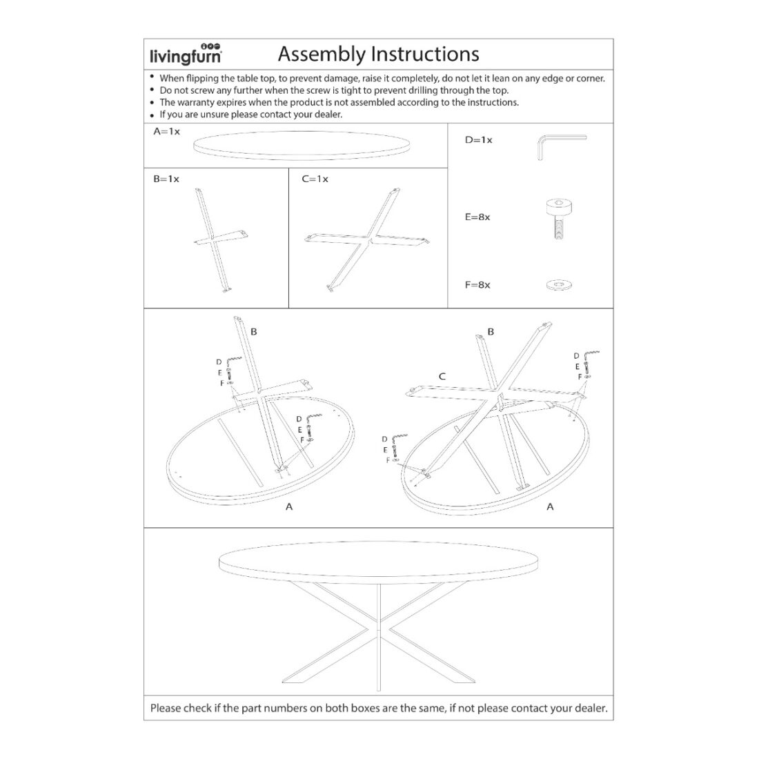 Eetkamertafel Rocky Rond Spinonderstel 140cm