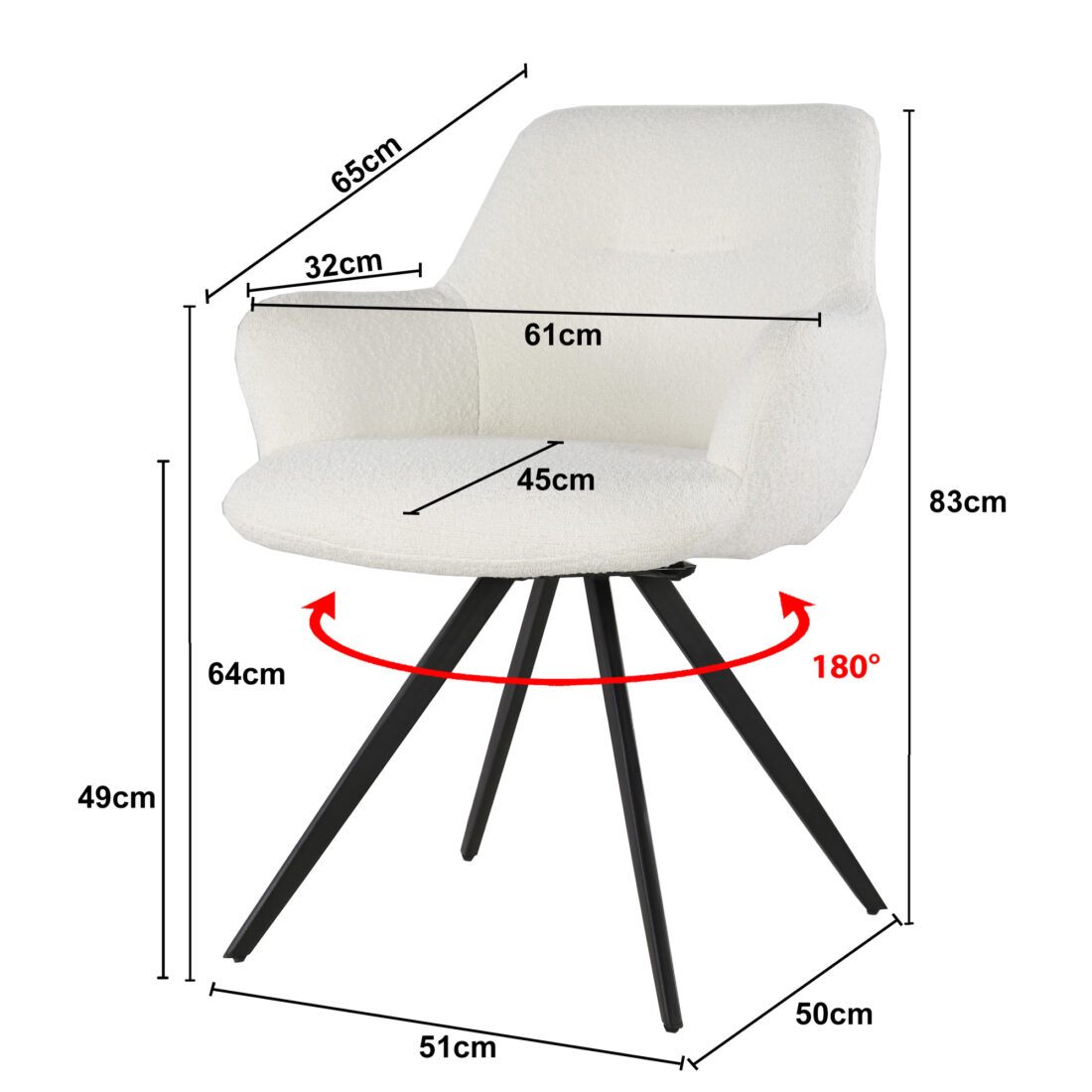 Eetkamerstoel Doreen Boucle Wit Minimale Bestelling 2 Stuks