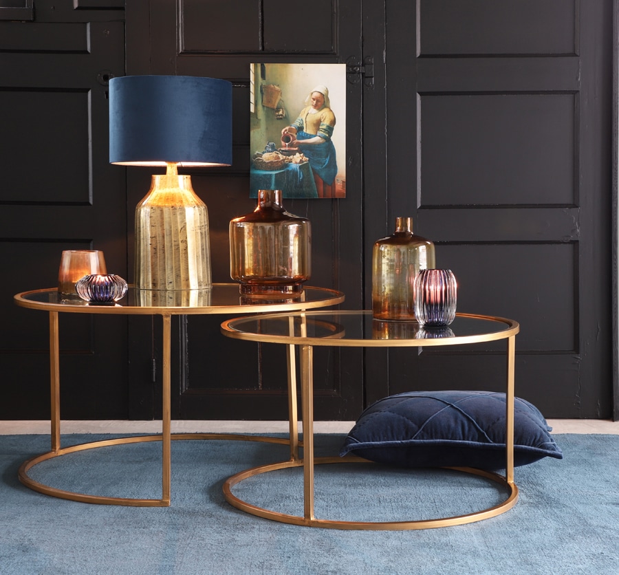 Shade Cylinder 35 35 30 Cm Velours Petrol Blue