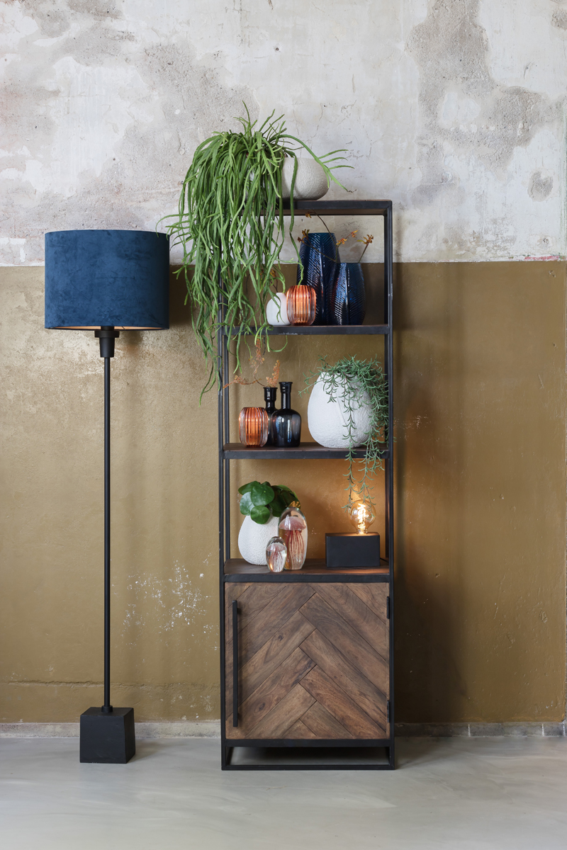 Shade Cylinder 40 40 30 Cm Velours Petrol Blue