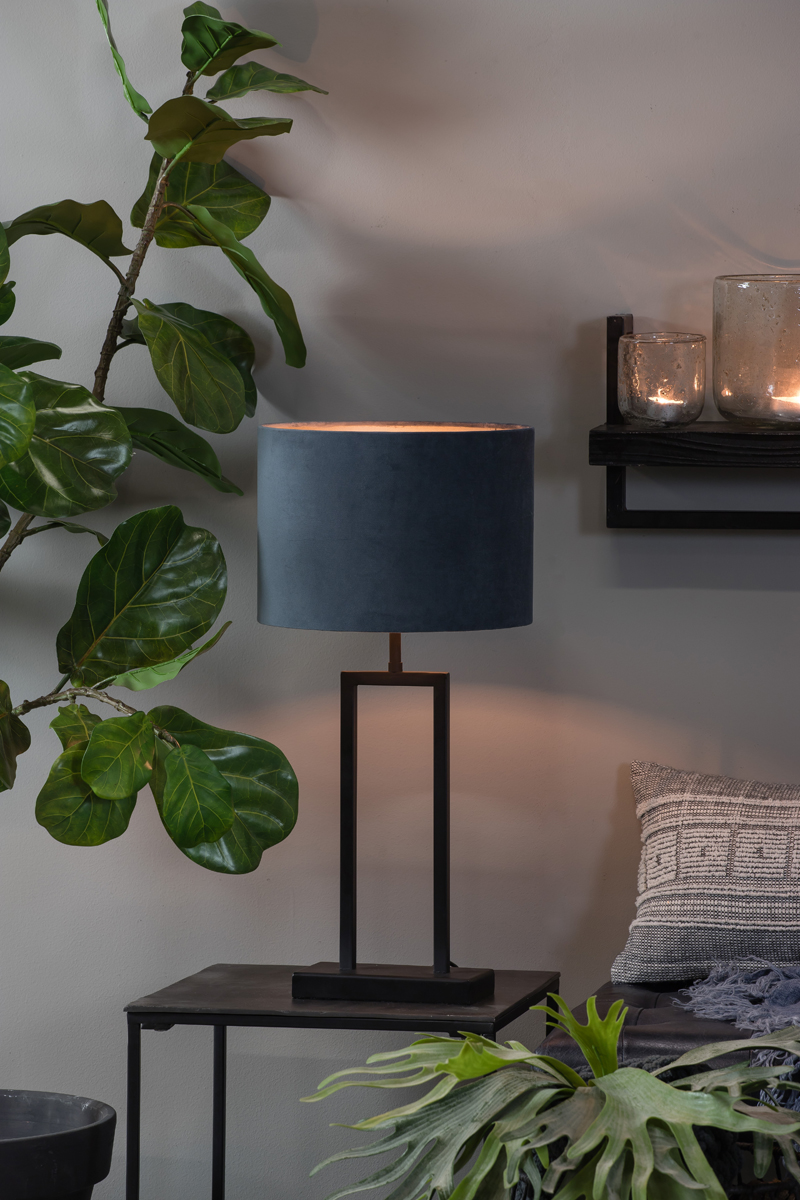 Shade Cylinder 40 40 30 Cm Velours Petrol Blue
