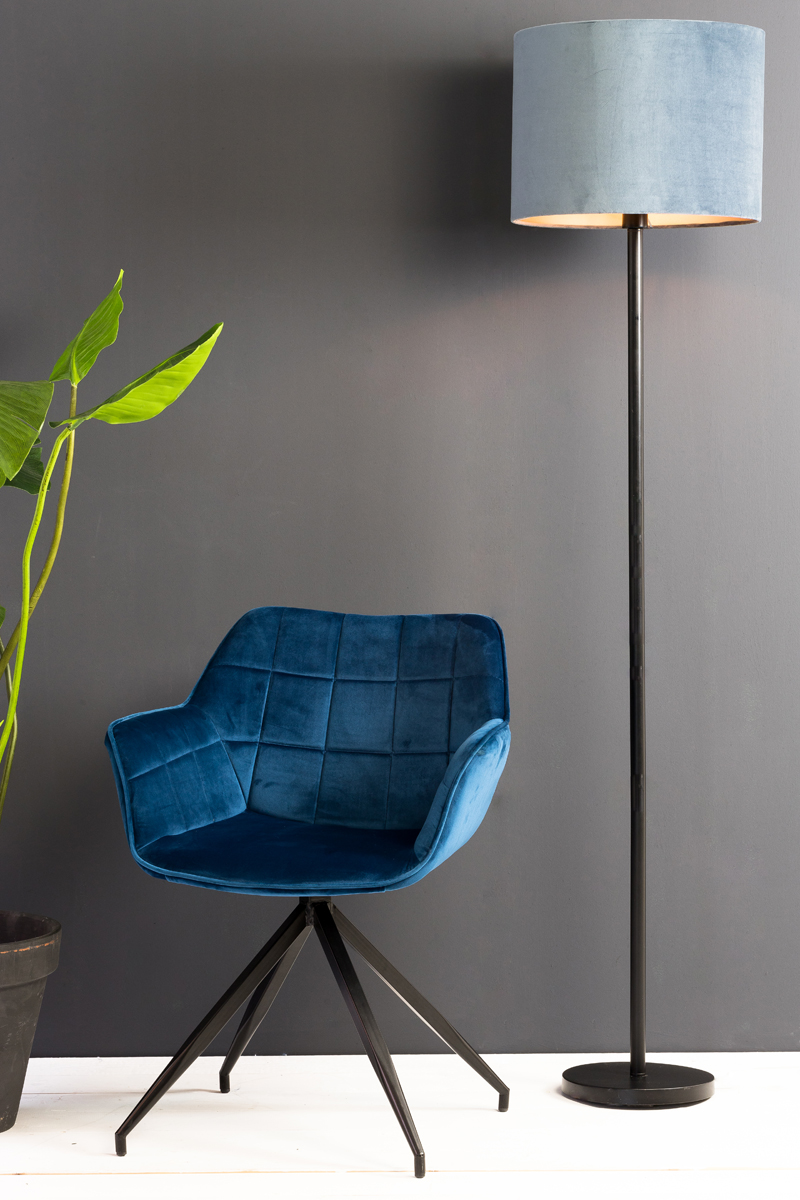 Shade Cylinder 40 40 30 Cm Velours Petrol Blue
