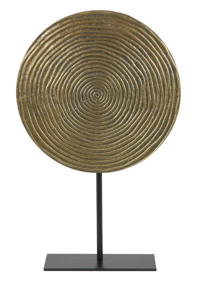 Ornament On Base Rawas 8211 35x10x56 Cm 8211 Brons Circle Mat Zwart