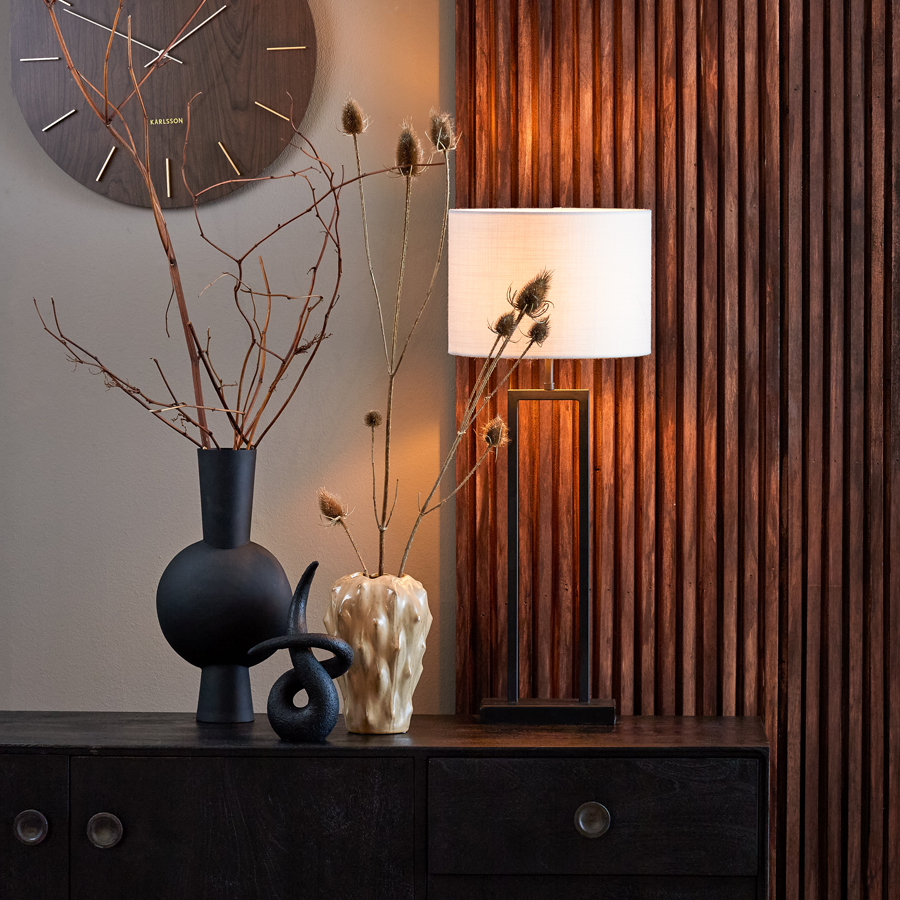 Lamp Base 20x10x55 Cm Shiva Matt Black