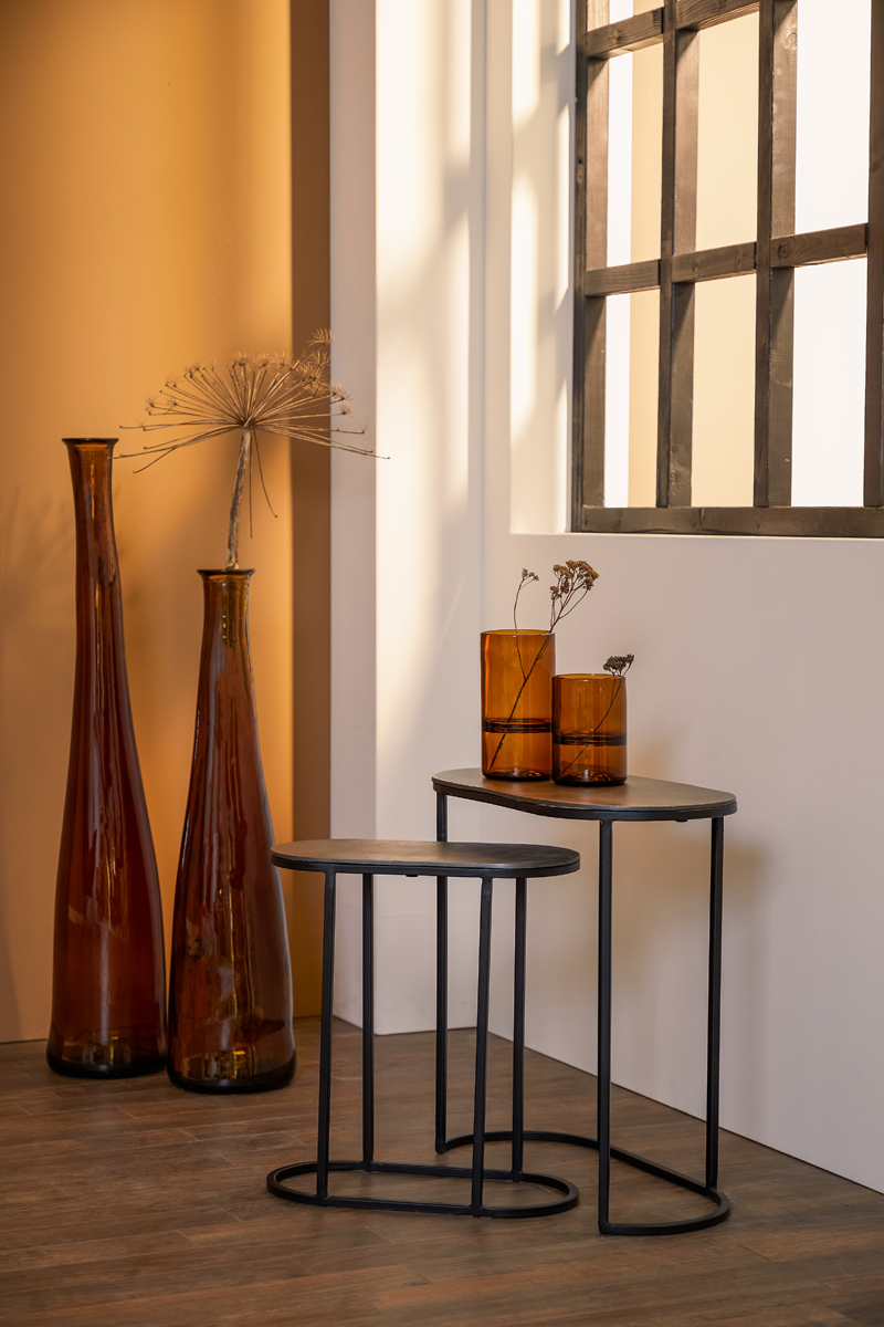 Side Table S 2 Max 53x26x53 Cm Bocov Antique Lead Black