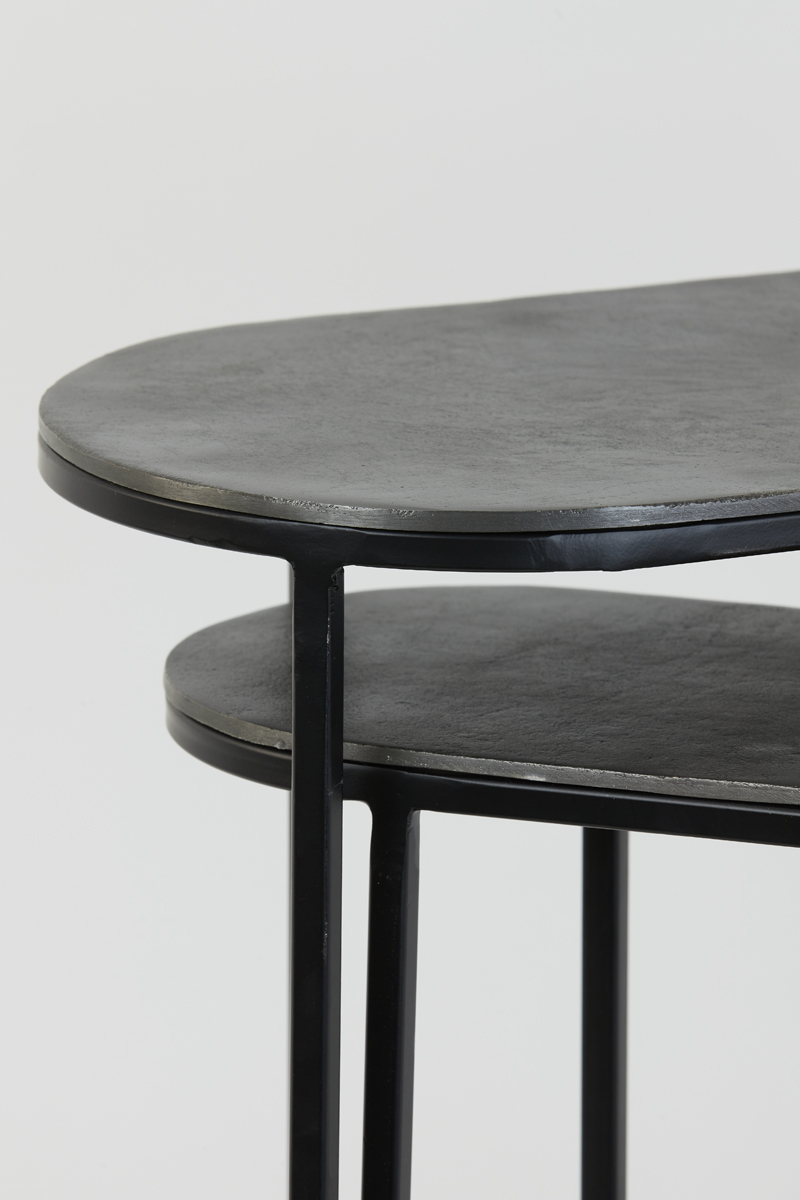 Side Table S 2 Max 53x26x53 Cm Bocov Antique Lead Black