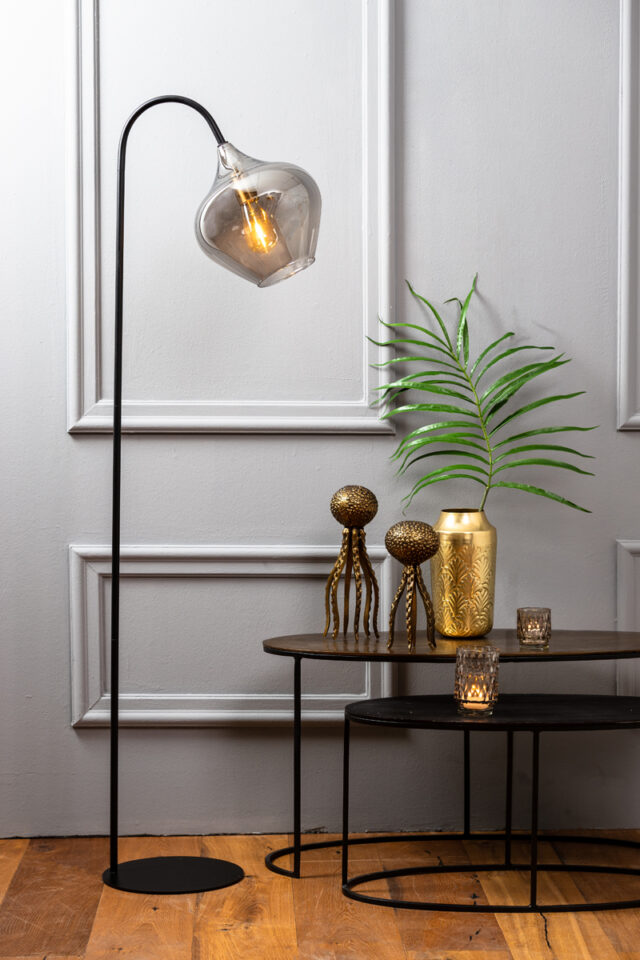 Floor Lamp 45x28x160 Cm Rakel Matt Black Smoked
