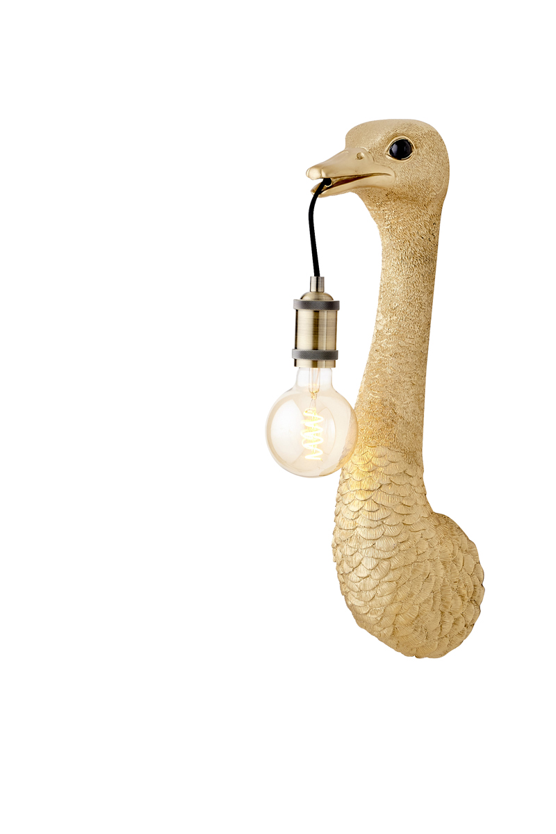 Wandlamp Struisvogel 8211 Goud 8211 18 215 15 5 215 57 5cm