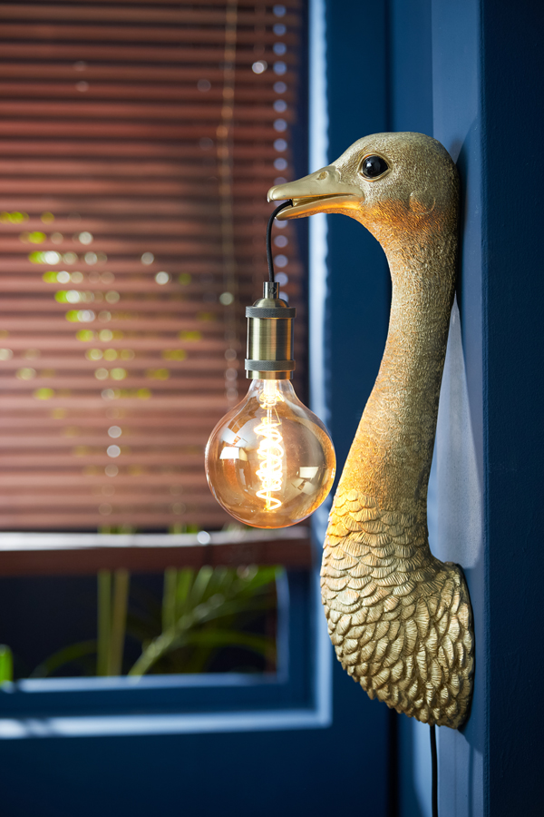 Wandlamp Struisvogel 8211 Goud 8211 18 215 15 5 215 57 5cm