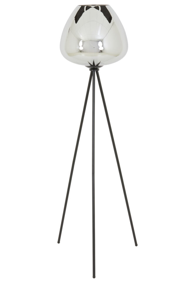 Vloerlamp Mayson 8211 Driepoot 42 215 146 Cm 8211 Glas Gerookt Mat Zwart
