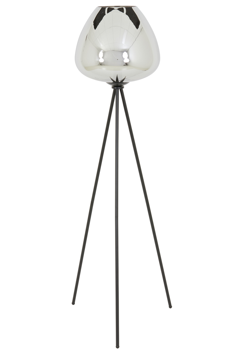 Vloerlamp Mayson 8211 Driepoot 42 215 146 Cm 8211 Glas Gerookt Mat Zwart