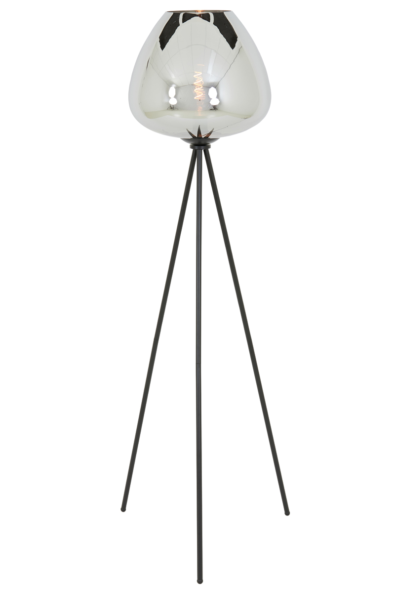 Vloerlamp Mayson 8211 Driepoot 42 215 146 Cm 8211 Glas Gerookt Mat Zwart