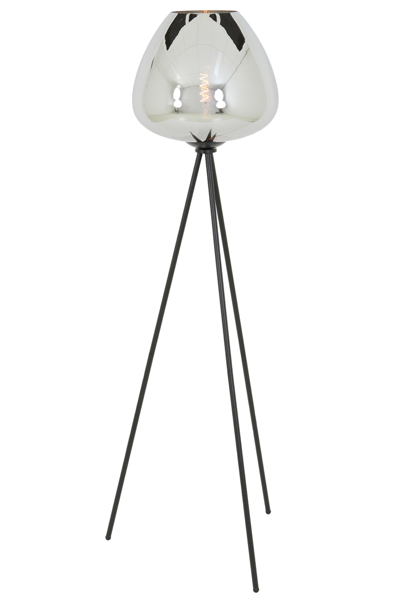 Vloerlamp Mayson 8211 Driepoot 42 215 146 Cm 8211 Glas Gerookt Mat Zwart