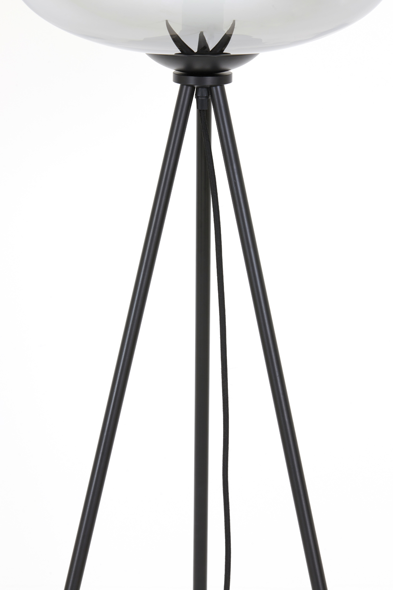 Vloerlamp Mayson 8211 Driepoot 42 215 146 Cm 8211 Glas Gerookt Mat Zwart
