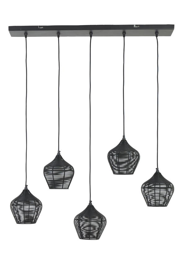Hanglamp 5l 100x20x122 Cm Alvaro Matt Black