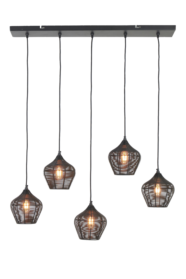 Hanglamp 5l 100x20x122 Cm Alvaro Matt Black