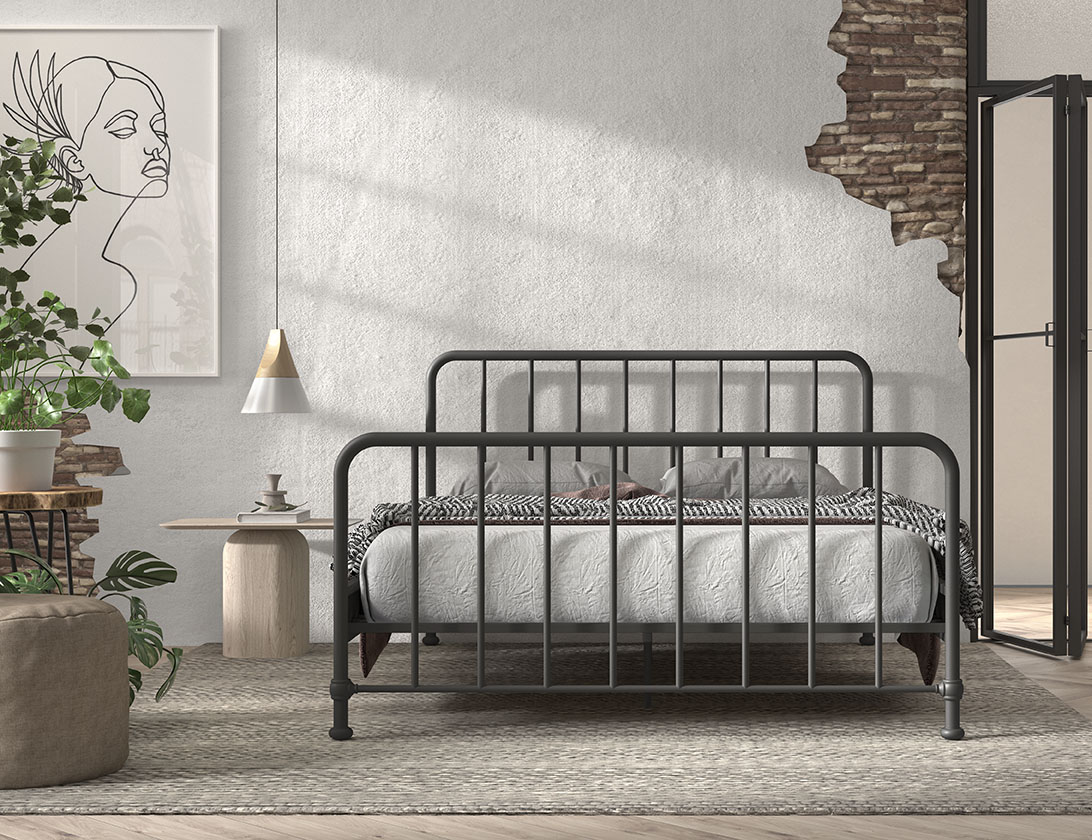 Ledikant Bronxx 8211 Mat Zwart 8211 160x200cm