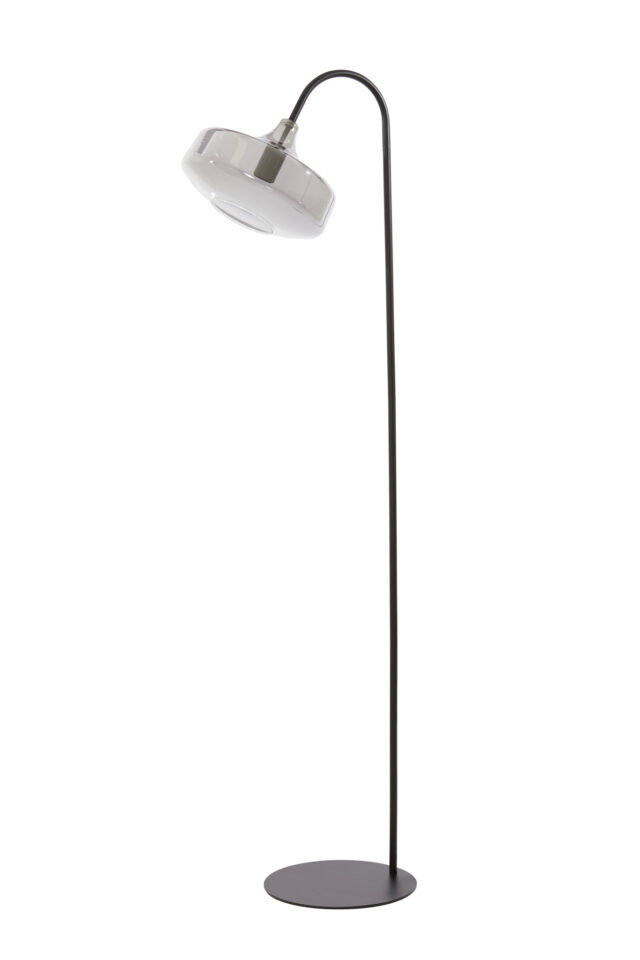 Floor Lamp 45 215 29 5 215 160 Cm Solna Matt Black Smoked Glass