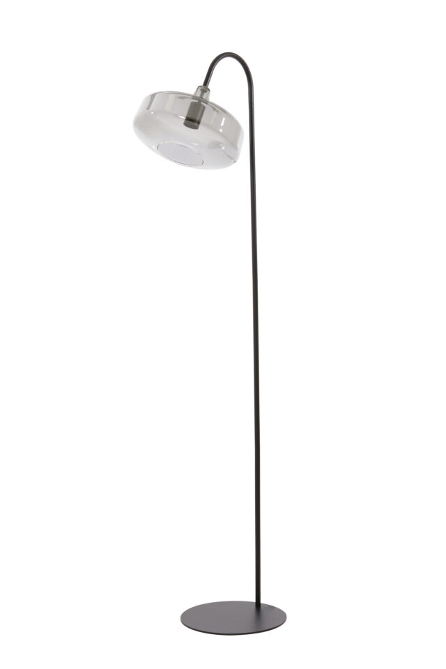 Floor Lamp 45 215 29 5 215 160 Cm Solna Matt Black Smoked Glass