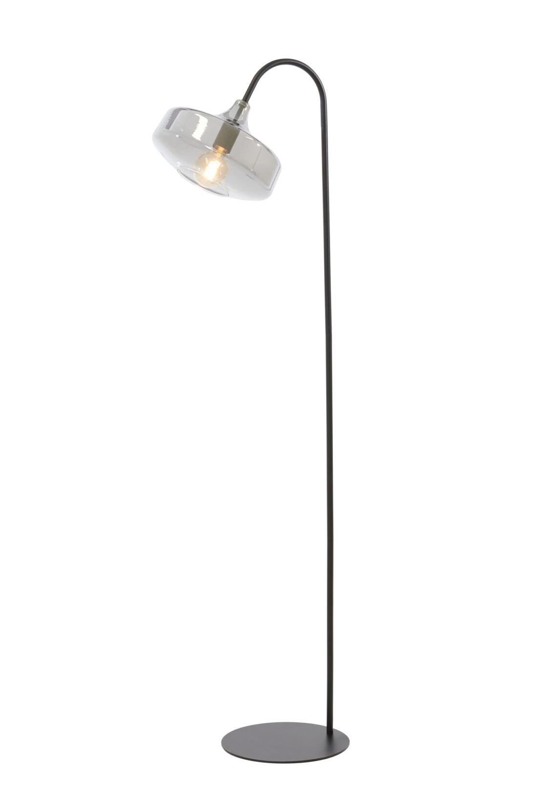 Floor Lamp 45 215 29 5 215 160 Cm Solna Matt Black Smoked Glass