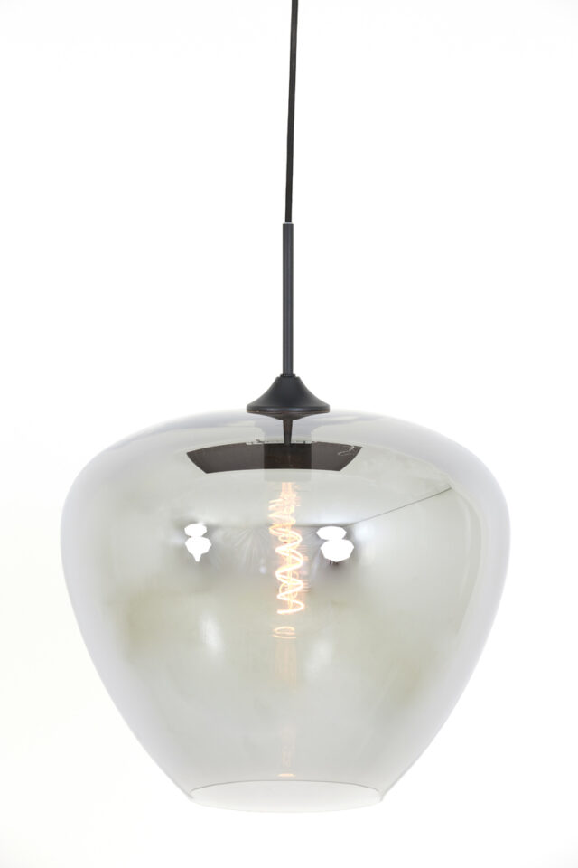 Hanglamp 40x34cm Mayson Smoked Glas Mat Zwart