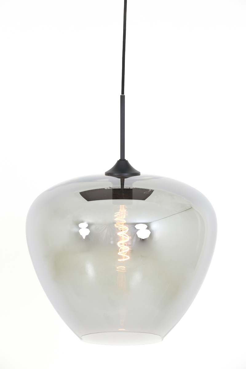 Hanglamp 40x34cm Mayson Smoked Glas Mat Zwart