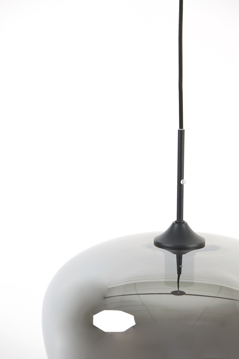 Hanglamp 40x34cm Mayson Smoked Glas Mat Zwart