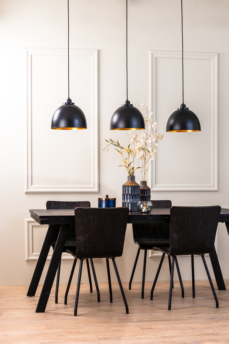 Hanglamp 3l 135x30x26 Cm Kylie Mat Zwart Goud