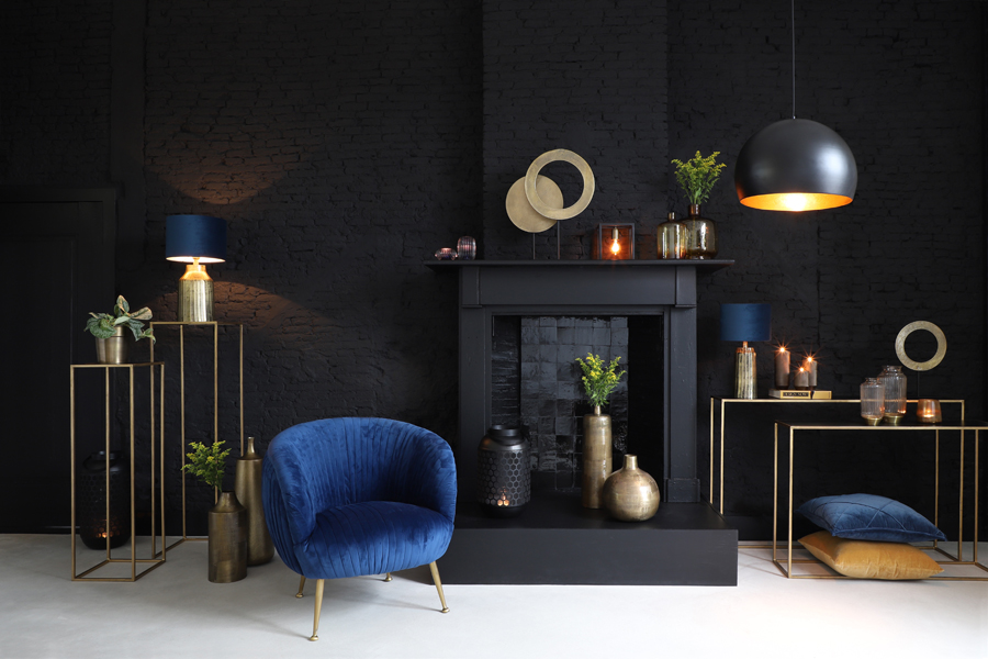 Hanglamp 56 215 40 Cm Jaicey Mat Zwart Goud