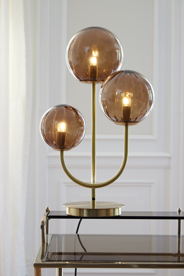 Table Lamp 3l 38x20x60 Cm Magdala Glass Brown Gold