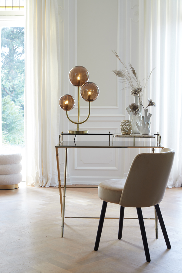 Table Lamp 3l 38x20x60 Cm Magdala Glass Brown Gold