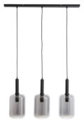 Hanglamp 3L 100x22x32 cm LEKAR zwart+smoked glas