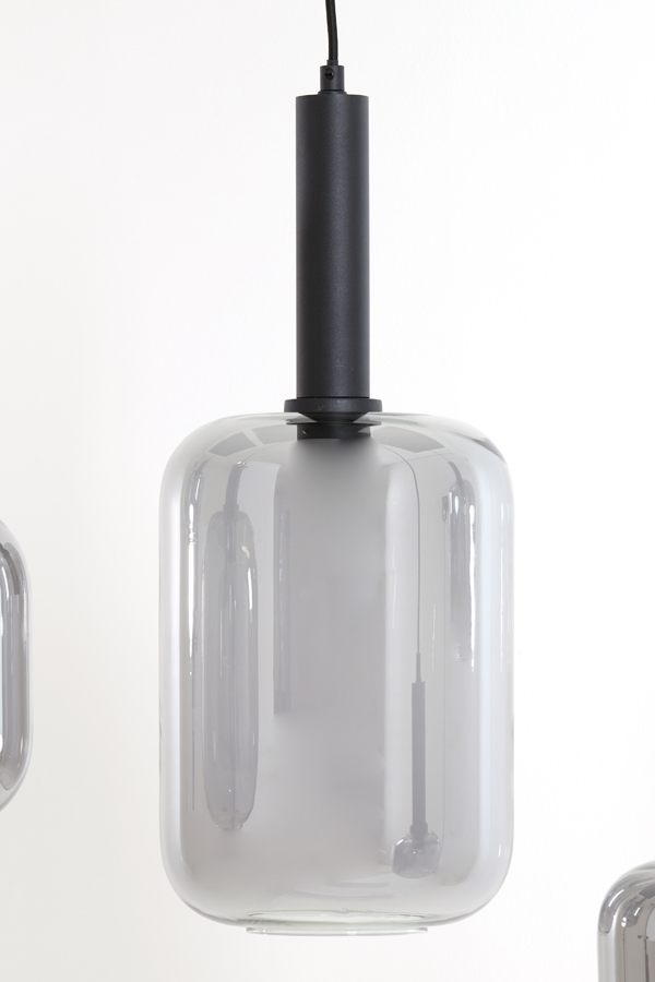 Hanglamp 3l 100x22x32 Cm Lekar Zwart Smoked Glas