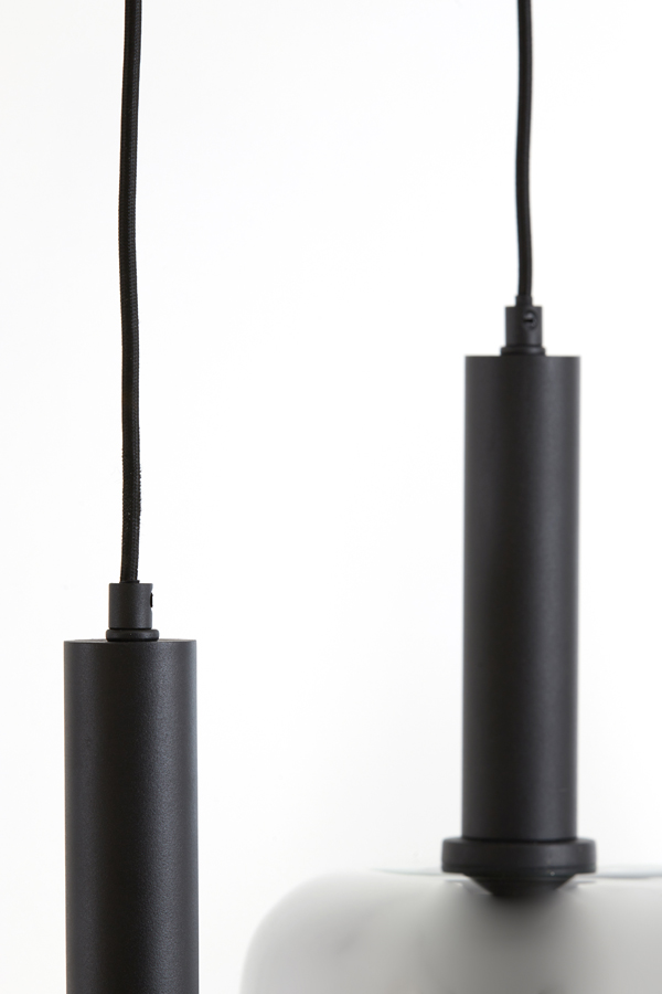 Hanglamp 3l 100x22x32 Cm Lekar Zwart Smoked Glas