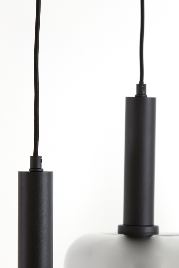 Hanglamp 3l 100x22x32 Cm Lekar Zwart Smoked Glas