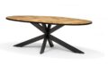 Eetkamertafel Agra - Mango Herringbone - Metaal - 220x100 cm - Ovaal