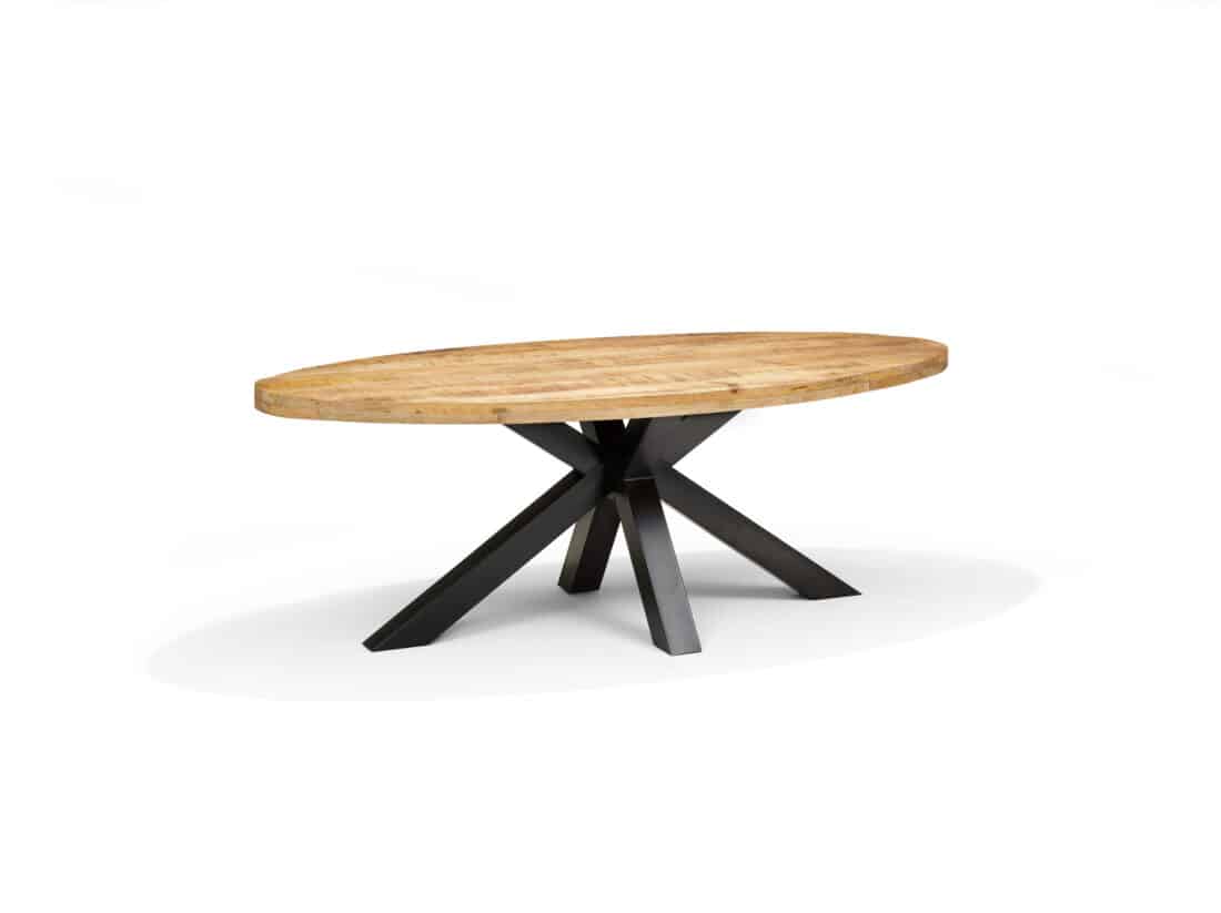 Eetkamertafel Stenvad 8211 Mangohout 8211 Metaal 8211 220x100cm 8211 Ovaal Eetkamertafel Stenvad 8211 Mangohout 8211 Metaal 8211 220x100cm 8211 Ovaal