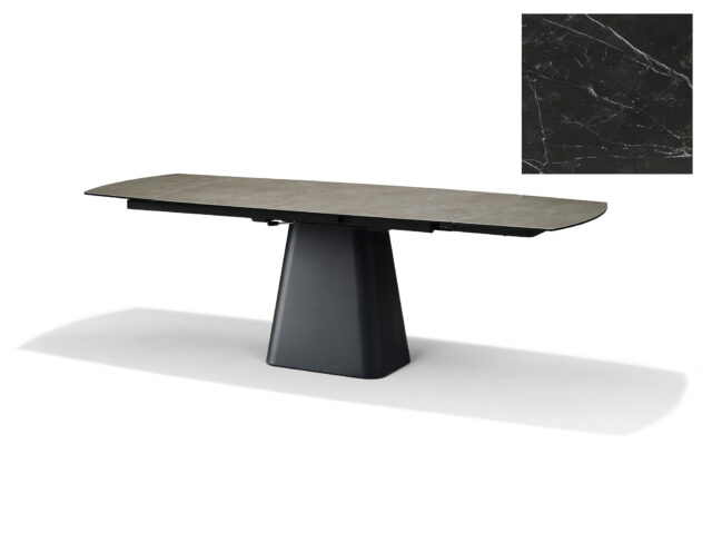 Eetkamertafel Rick Uitschuif 160x90cm 2 X 40cm Deckstone Zwart Marmer