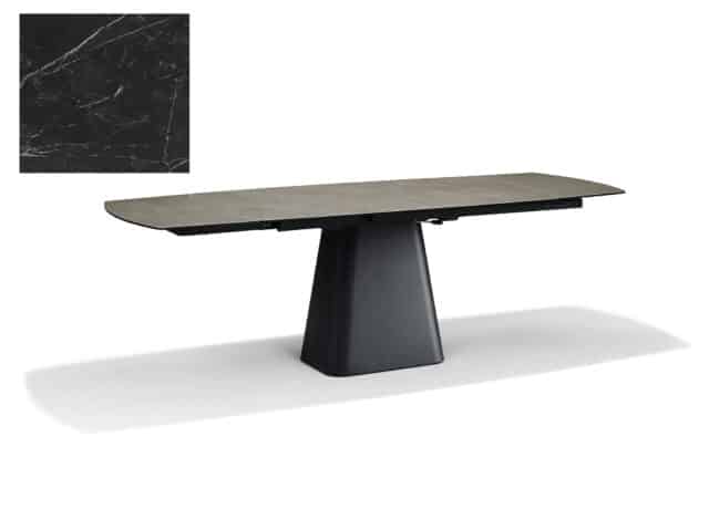 Eetkamertafel Rick Uitschuif 160x90cm 2 X 40cm Deckstone Zwart Marmer