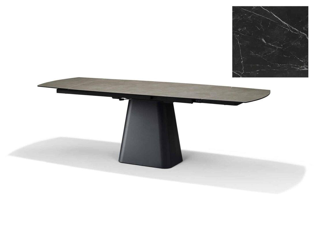 Eetkamertafel Rick 8211 Deckstone Zwart Marmer 8211 Uitschuif 8211 160x90cm 2x40cm