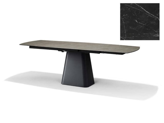 Eetkamertafel Rick 8211 Deckstone Zwart Marmer 8211 Uitschuif 8211 160x90cm 2x40cm