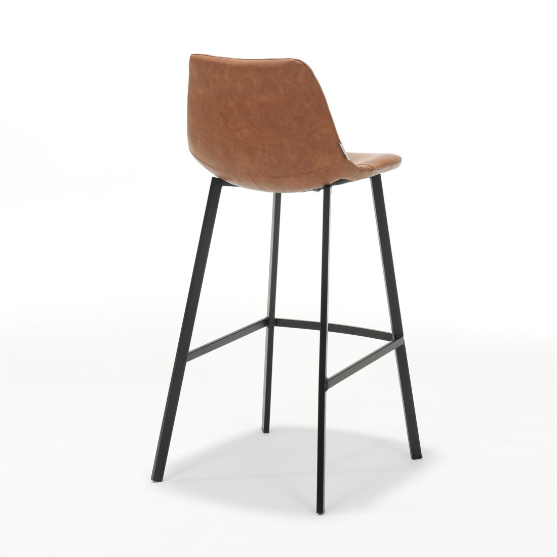 Barkruk Bari Zwart Stof Vintage Cognac