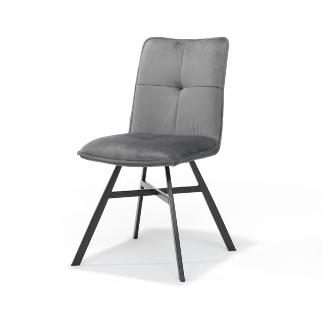 Eetkamerstoel Ramon Zwart 8211 Stof Velours Grijs
