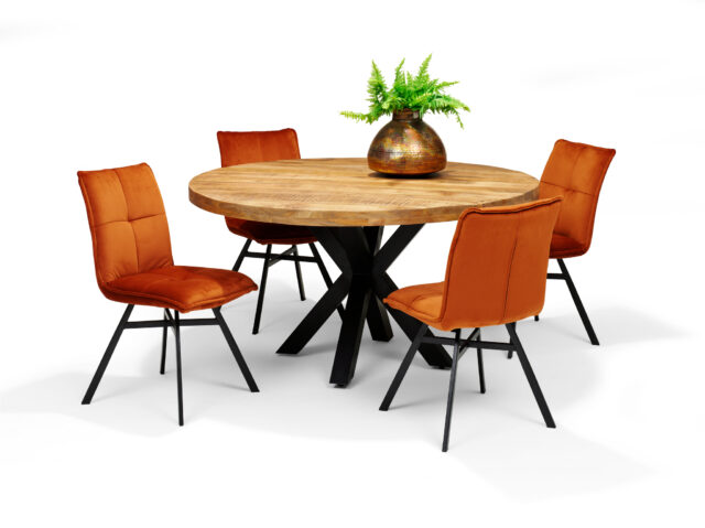 Eetkamertafel Spider 8211 Mangohout 8211 150cm Rond