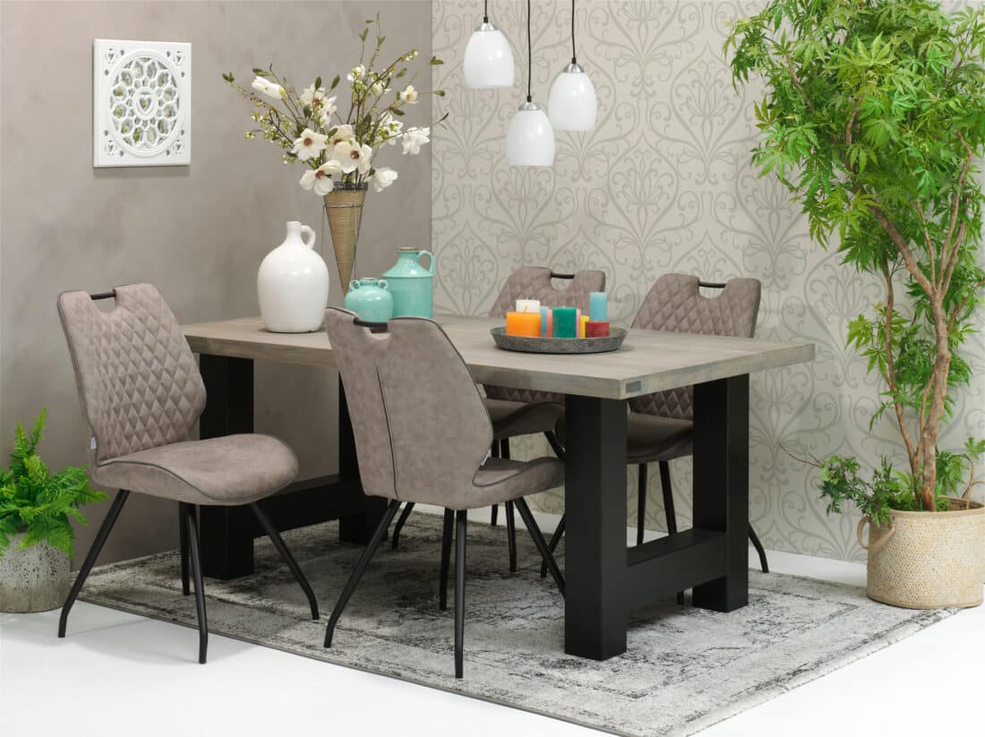 Eetkamerstoel Hardy Zwart Stof Soft Pebble